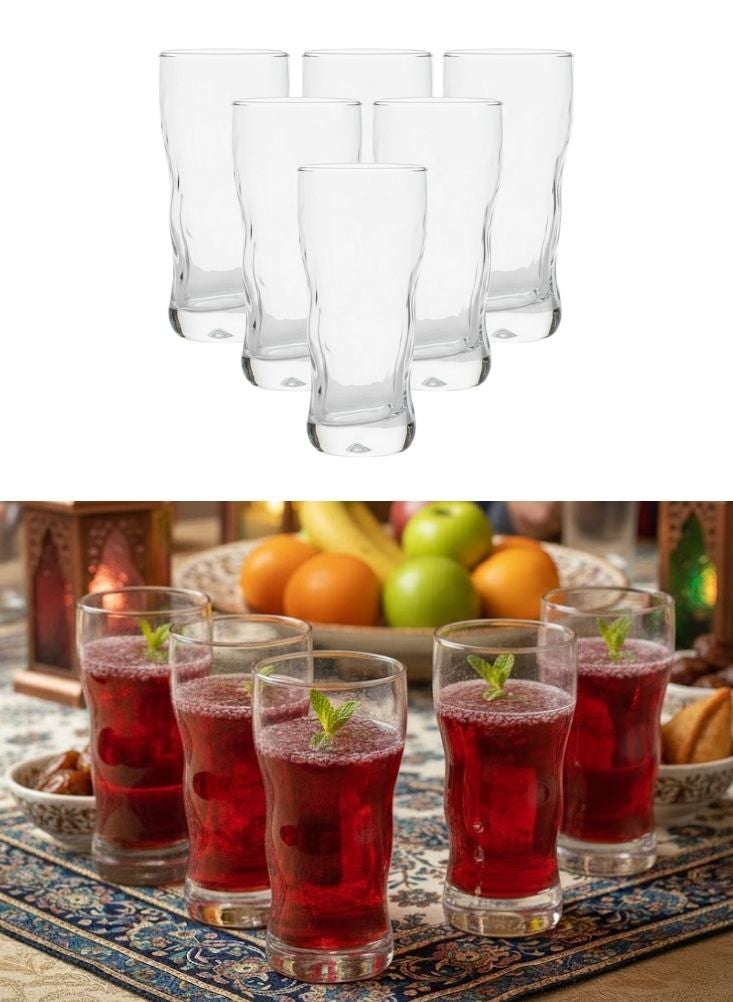 بريميم طقم أكواب شرب زجاجية شفافة طويلة مكوّن من ست قطع للعصائر والماء والإفطار - Image 1